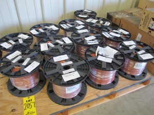 LOT (6000 FT) OF CABLE, ELECTRICAL TYPE, 22 AWG SIZE, 3 CONDUCTOR. SHIELDED, RED SILICONE JACKETED. CABLE CODE N32B. 12 SPOOLS OF 500 FT (W-44) LOADING & HANDLING FEE $15-